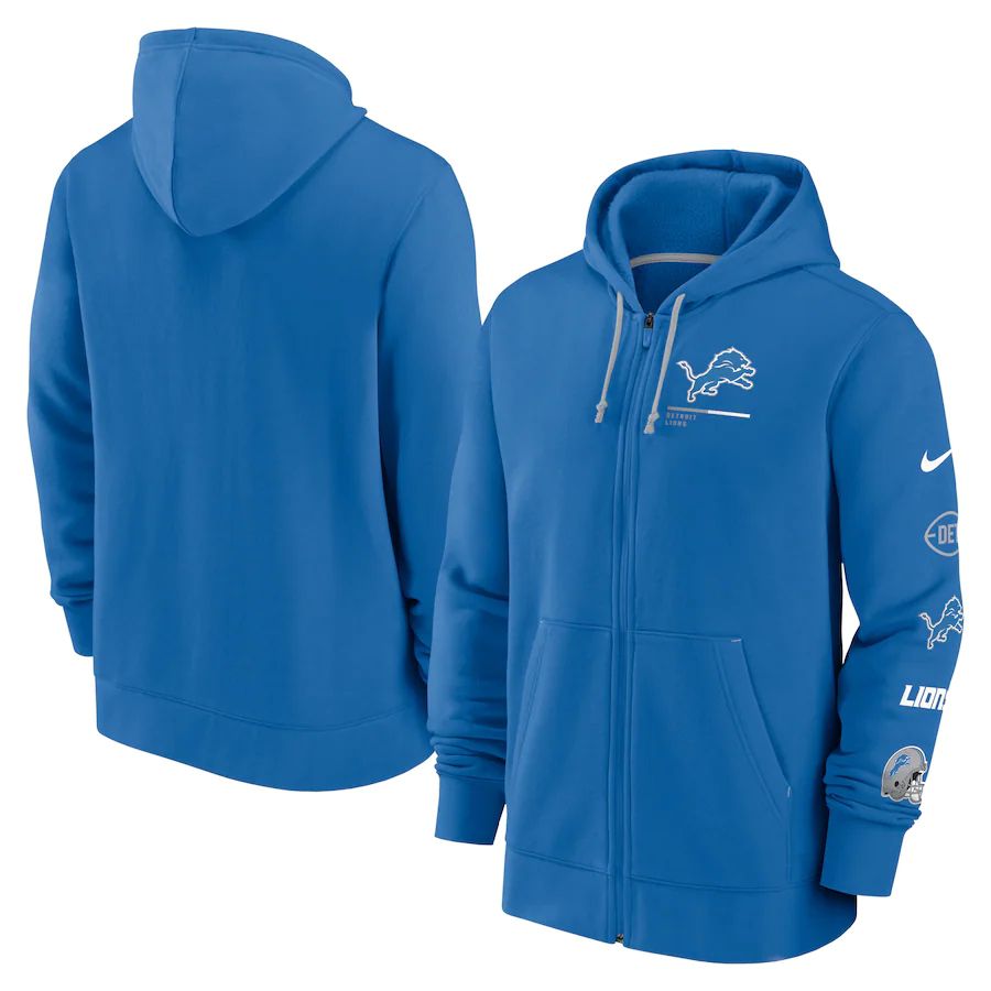 Men Detroit Lions nike blue surrey full zip hoodie->cincinnati bengals->NFL Jersey